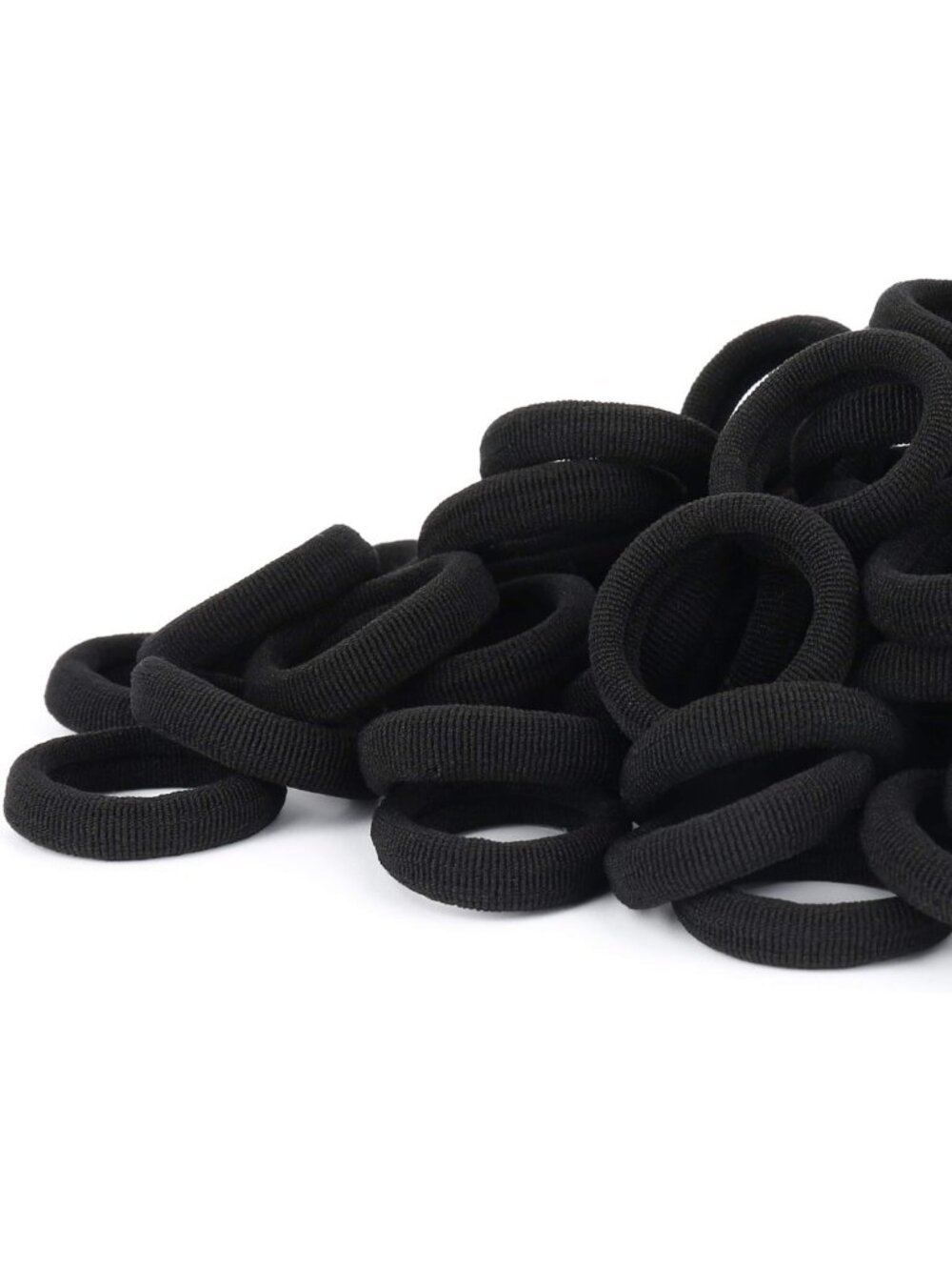 Black Seamless Cotton Hair Ties - Tiny 1" Ponytail Holders for Toddlers